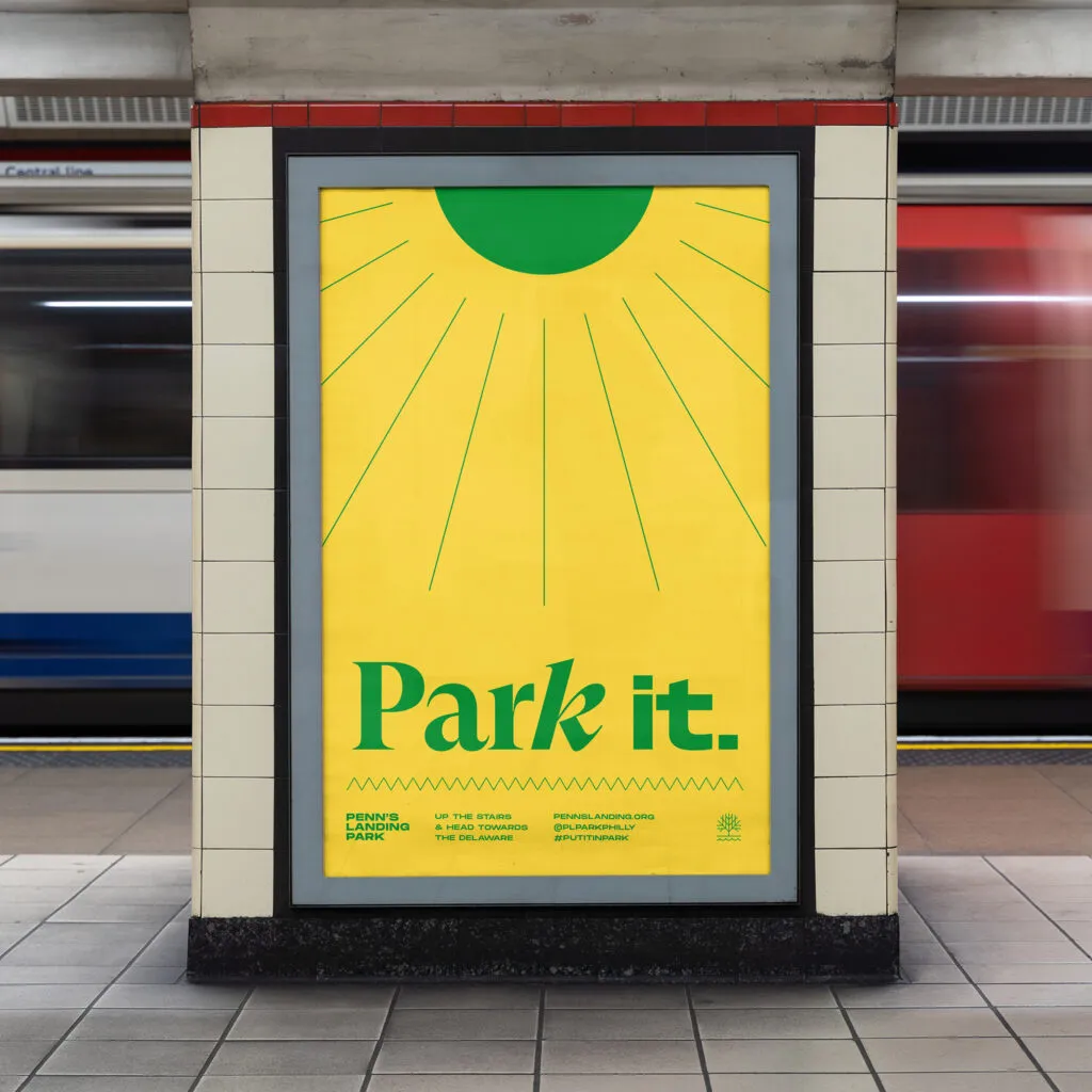 Subway poster advertising the Penn's Landing Park