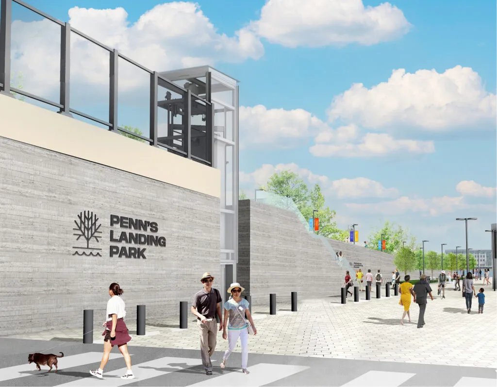 Wall sign with on edge of park