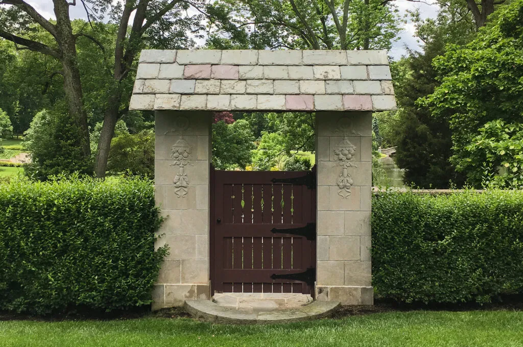 Decorative gateway and door on the Nemours Estate.