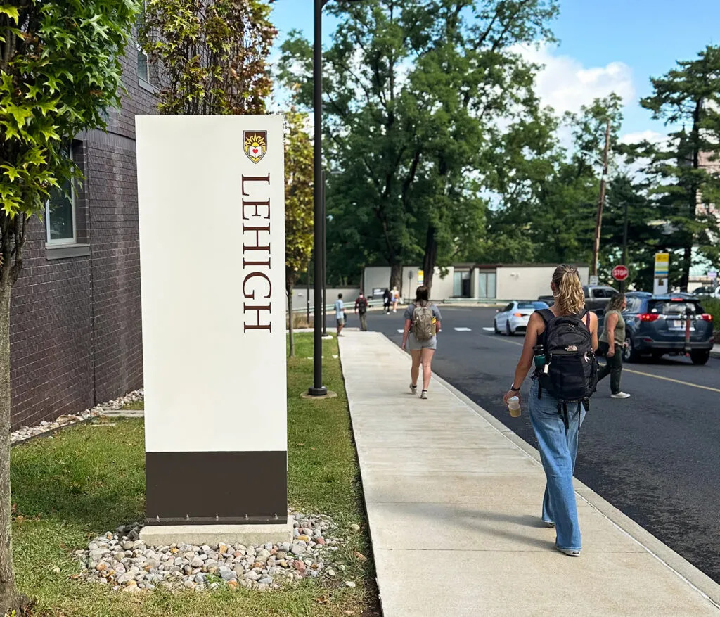Lehigh University outdoor branded sign.