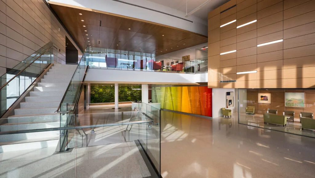 Ann B. Barshinger Cancer Institute building lobby.