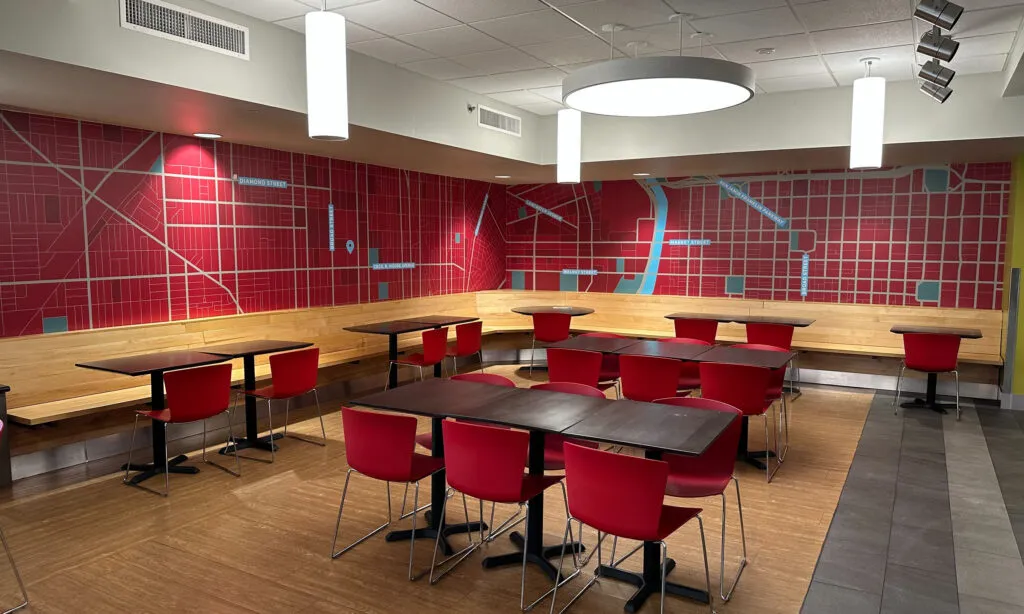 Temple University student center graphic wall treatment.