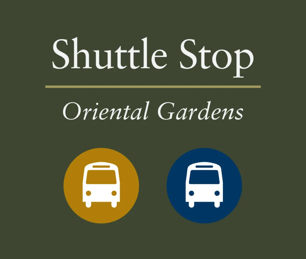 Nemours Estate shuttle stop graphic layout with icons.