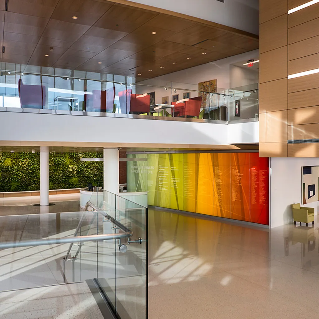 Ann B. Barshinger Cancer Institute building lobby.