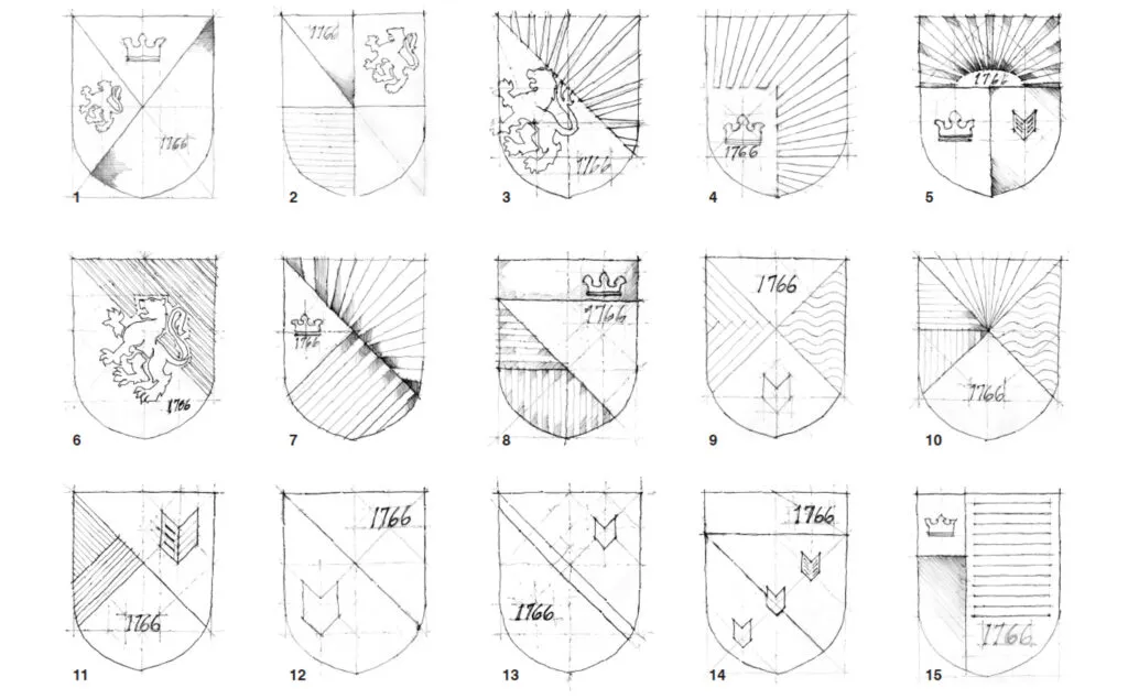 Sketches of Rutgers shield logo