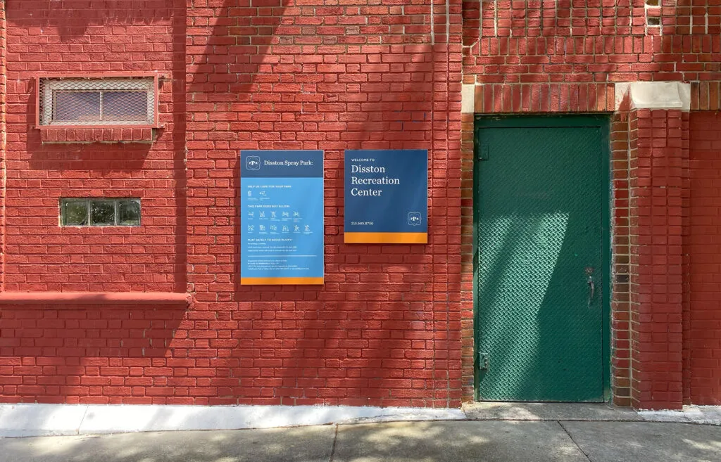 Building mounted signs for the Disston Recreation Center