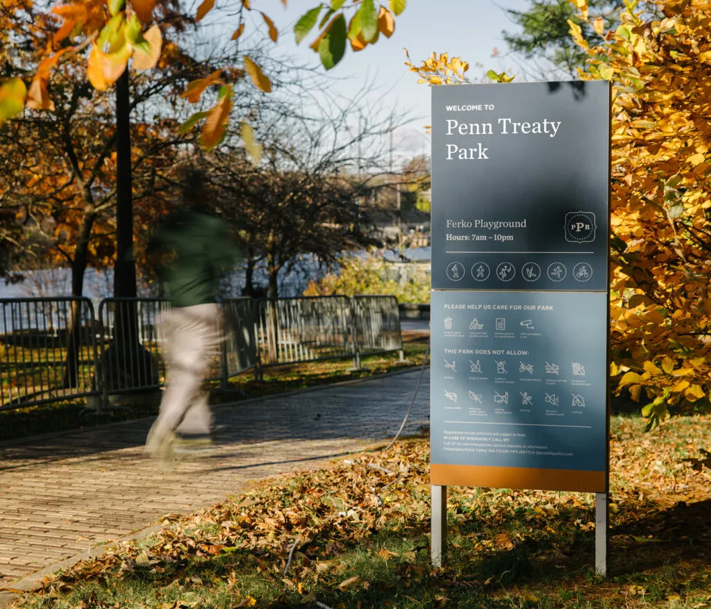 Penn Treaty Park Signage with rules and regulations