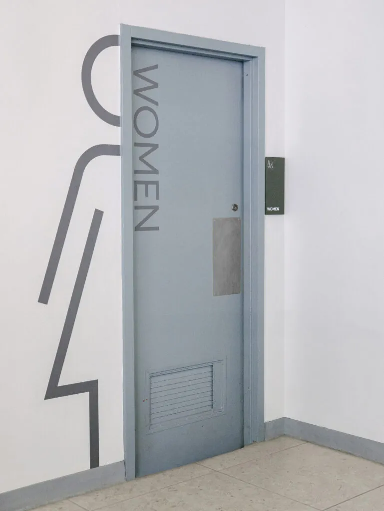 Women's bathroom wall supergraphic