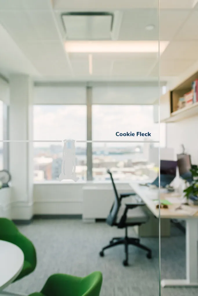 Close up of office identification