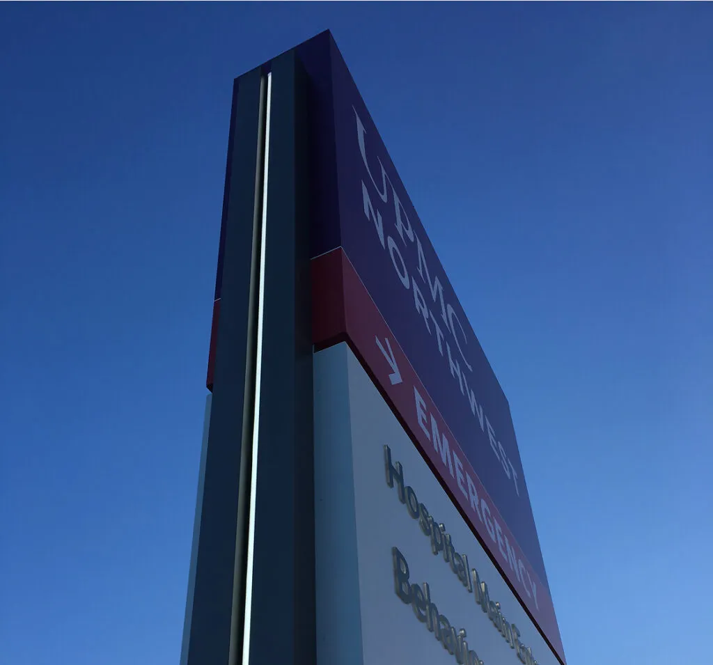 Close up image of the lighting on the side of a sign