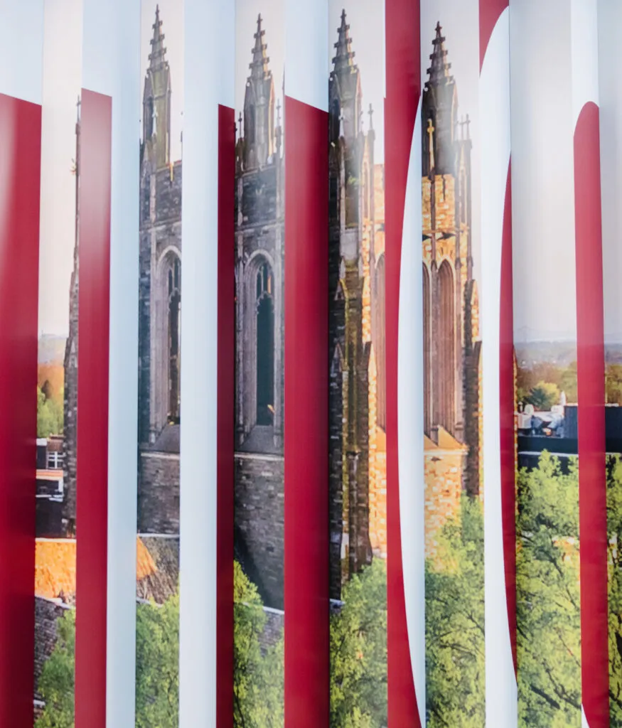 Close detail of wall, showing individual panel construction