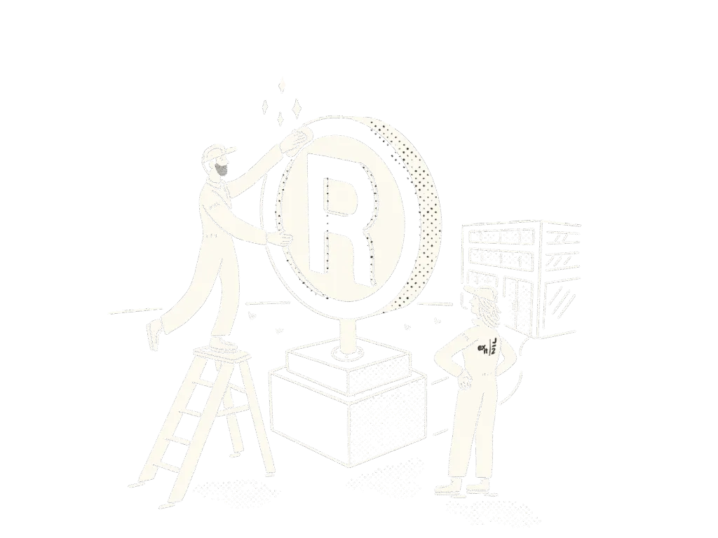 Illustration of a sign being installed