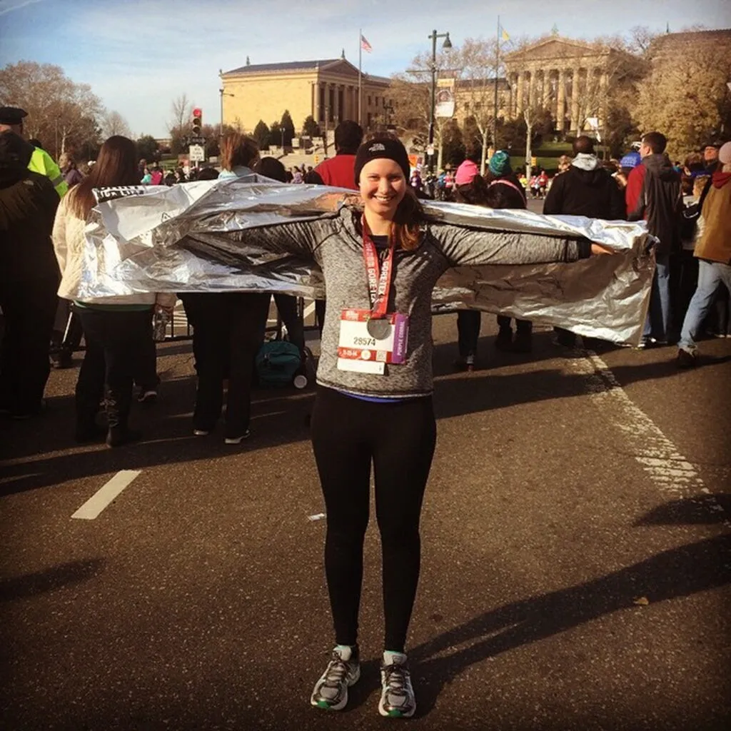 Karen after running the Philly Marathon