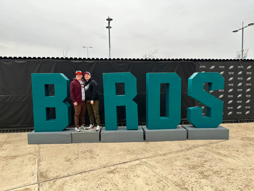 Shawn posing with the Eagles 