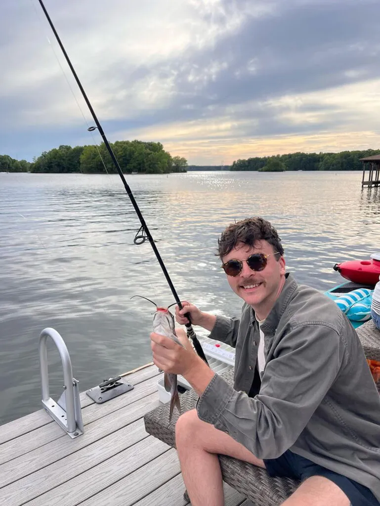 Stephen fishing at a lake
